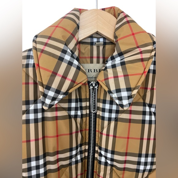 Burberry Beige Vintage Check Print Knowstone Puffer Jacket - Picture 6 of 9
